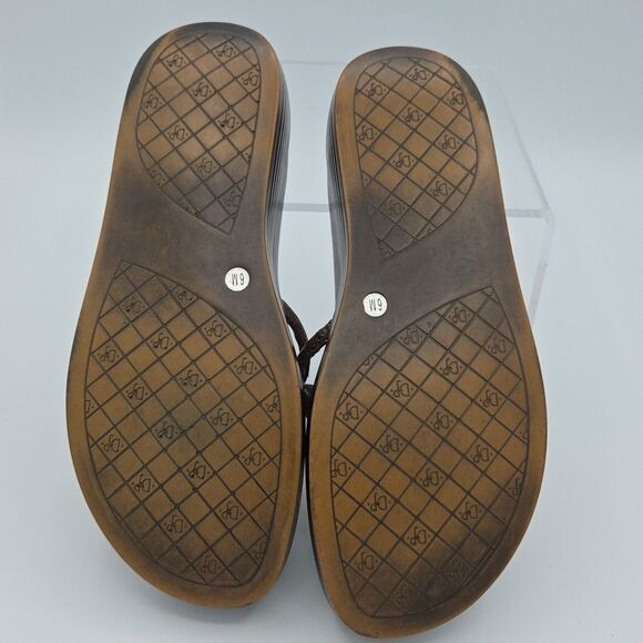 Donald Pliner Fifi Slide Platform Thong Sandal Brown with Bronze Size 6M EUC - Picture 8 of 9